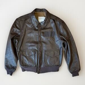 Vintage Cooper Saddlery A2 Jacket 42 Brown Leather Full Zip Military Made in USA